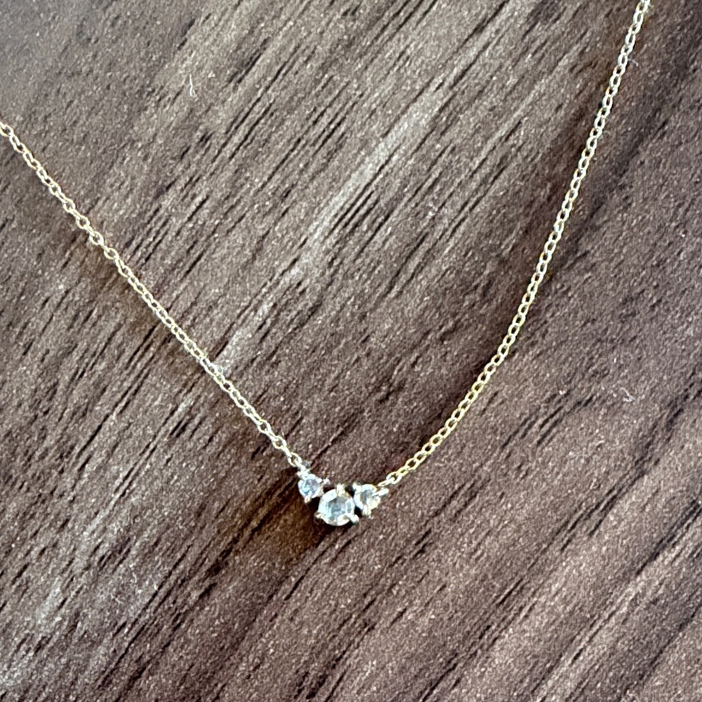 Catbird Delicate Rose Gold Trio Diamond Necklace